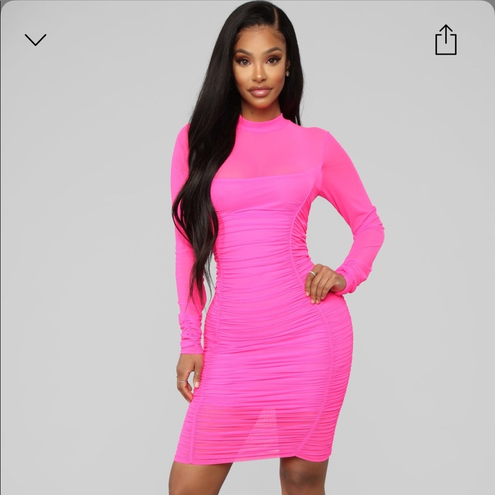 Fashion Nova Hot Pink Midi Dress